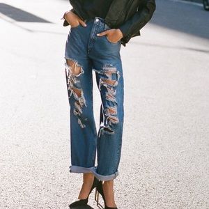 NWT Anthropologie Pilcro Distressed The Joey High-Rise Straight Jeans Size 32